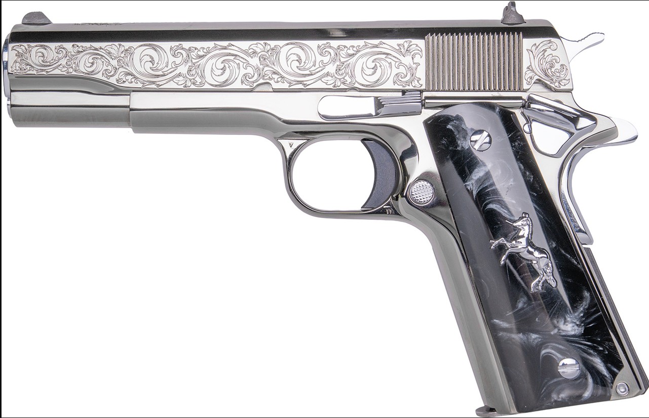 CNC COLT 1911 WARHORSE 45ACP 5IN BARREL 9RD BLUED ENGRAVED-img-0